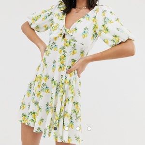 New ASOS Curve Mini Tea Dress with Lemon Print